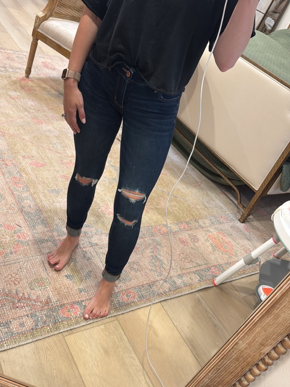 American Eagle Outfitters Dark Indigo Ripped Jeggings